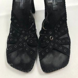 Paolo Womens high Heel Black Suade Sandals